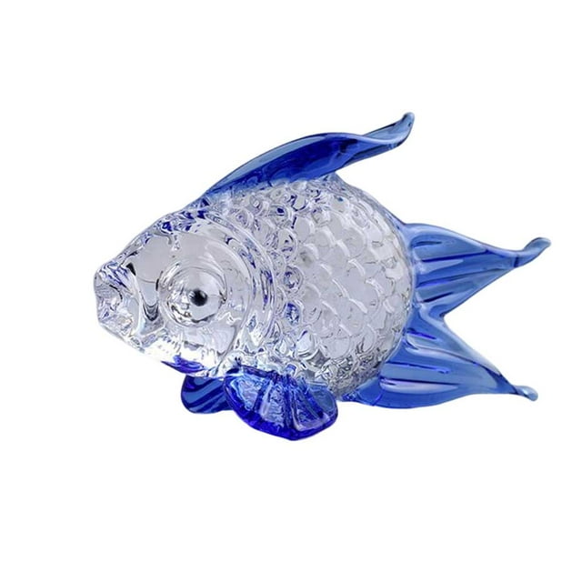 Youkk Glass Fish Shape Table Decor Portable Replacement Vivid Lifelike Colorful Home Computer Desk Ornament Decoration Blue