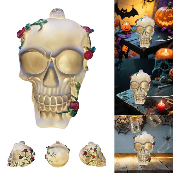 FHKOEGHS Crânes LED d'Halloween, Lot de 1 Têtes de Crâne Squelettes Réalistes pour Décoration de Bar