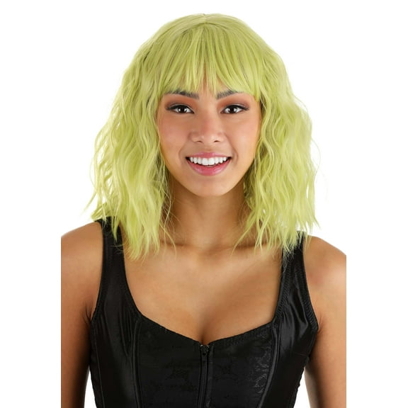 Blonde and Green Wavy Wig
