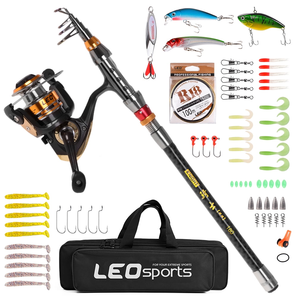 2.1m Telescopic Fishing Rod Spinning Pole Reel Combo Full Kit With Line & Bag