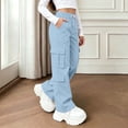 thumbnail image 2 of Edvintorg Girls Cargo Pants Elastic Waisted Outdoor Hiking Pant Loose Wide Leg Workout Trouser with Pocket Teen Girl Clothes Size 5-15, 2 of 9