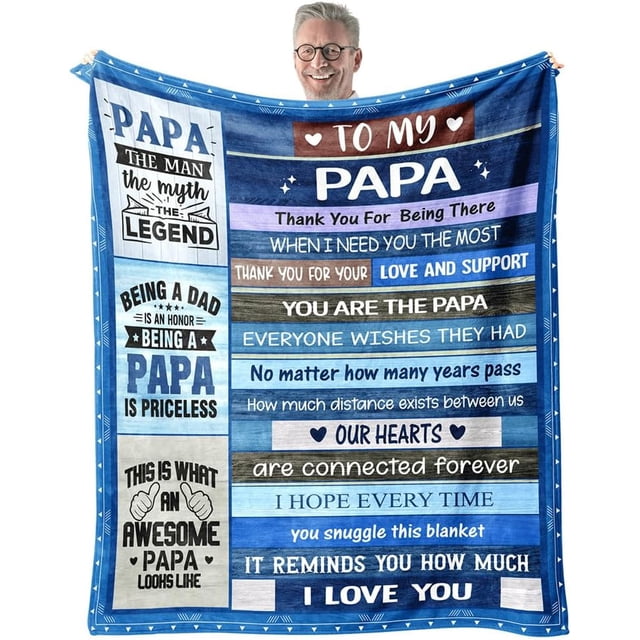 LHSHID Papa Blanket Gifts for Fathers Day for Papa Gift from Granddaughter Papa Gift from Grandson to My Papa Love Support Blanket for Sofa Bed Birthday for Papa 40"x50"