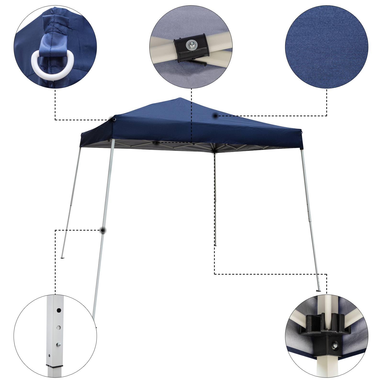 Zimtown 10ft x 10ft Base/8ft x 8ft Top Canopy Pop up Wedding Party Tent Folding Gazebo Beach Canopy Blue with Carry Bag - image 3 of 7
