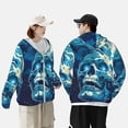 thumbnail image 4 of Fotbe Abstract Blue Skull Chaqueta con Protección Solar UPF 50+ para Hombre y Mujer, Camisa con Capucha y Bolsillos-Large, 4 of 7