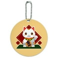 thumbnail image 1 of Cute Lucky Cat Maneki-Neko Round Luggage ID Tag Card Suitcase Carry-On, 1 of 7