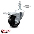 thumbnail image 2 of 3.5 Inch Hard Rubber Wheel Swivel 3/8 Inch Threaded Stem Caster Total Lock Brake, 2 of 2