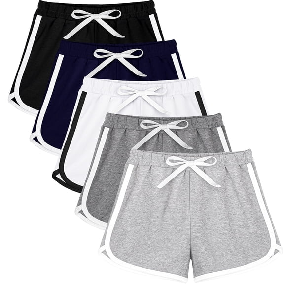 Resinta Girls 5-Pack Cotton Athletic Shorts Dolphin Hem Active Running Yoga Shorts for Toddler & Big Girls Summer (2-3T to 12-14Y)