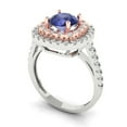thumbnail image 2 of 1.615 ct Round Cut Simulated Tanzanite Solitaire with Simulated Diamond Accents 18K White/Rose Gold Womens Engagement Ring, 2 of 5