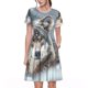 thumbnail image 1 of Balery Majestic Snowy Wolf Vestidos sueltos de manga corta para mujer, vestidos de verano 2025, vestidos casuales de corte A con vuelo., 1 of 6