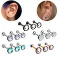 thumbnail image 4 of GKNET 3Pcs Crystal Cartilage Barbell Earrings Women Ear Stud Body Piercing Delicate Jewelry /-multicolor, 4 of 9
