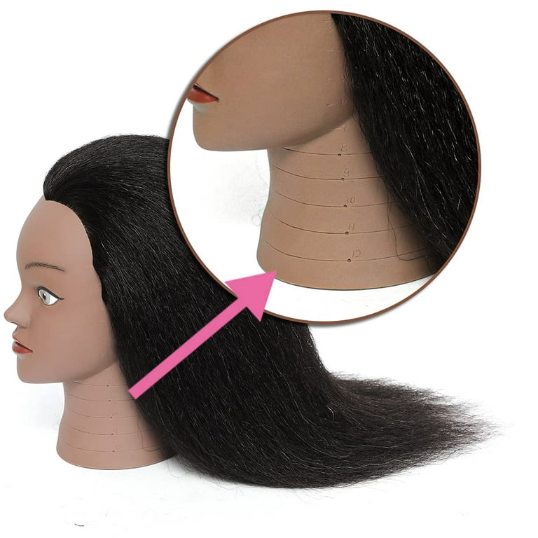 Mannequin Head with Human Hair for Braiding 100% Real Hair Mannequin Head Cosmetology with Hair Doll Head for Hair Styling Free Table Mannequin