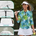 thumbnail image 6 of Uorisanigo Palm Trees Women's 3/4 Sleeve Golf Top Size M Comfortable Fashionable Quick Dry Athletic Polo Shirts with Zip Up Collar Versatile Tennis Tops Soft Breathable for Women, 6 of 7