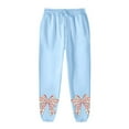 thumbnail image 3 of Fiaer Sweatpants Women Plus Size Baggy Trendy Pants Embroidered Bow Print High Waist Casual Loose Fit Comfy Trousers with Pocket Light Blue M, 3 of 3