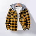thumbnail image 2 of BFHHYA Kids' Boys Girls Plaid Button-Down Shirt Long Sleeve Casual Hooded Shirt Jacket for Fall Layered Wear & School Days(5-14Y), 2 of 6