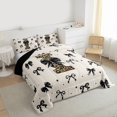 thumbnail image 3 of Feelyou Leopard Print Initial I Twin Comforter Sets, Black Bowknot Bedding Set, 2-Piece, 3 of 8