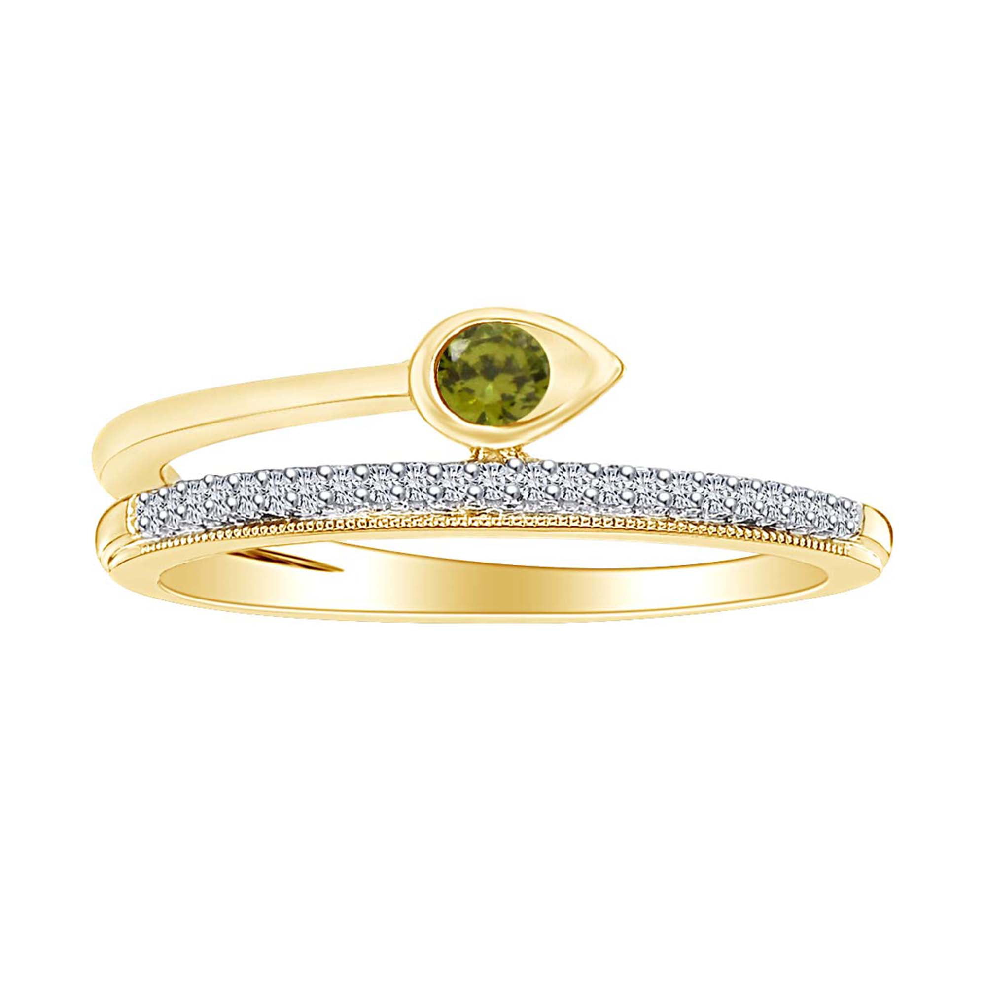 Wishrocks Simulated Birthstone with CZ Mens Wedding Band Ring in 14K Yellow Gold Over Sterling Silver