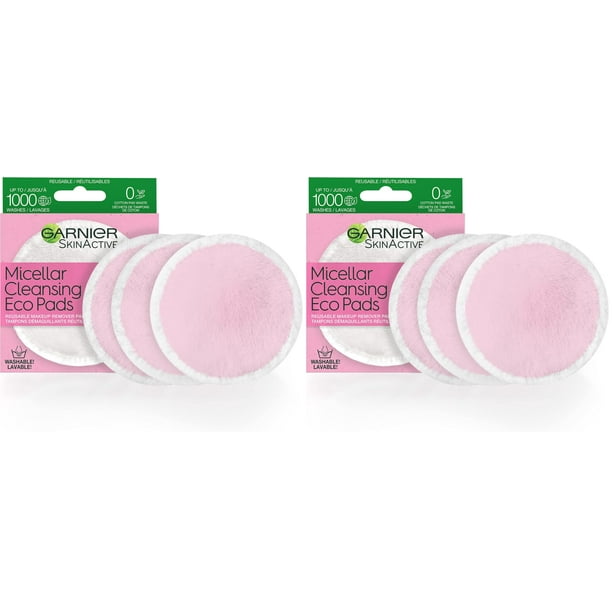 Garnier Almohadillas Ecológicas Micelares Limpiadoras, Reutilizables, 3 Almohadillas de Microfibra