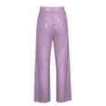 thumbnail image 5 of BOOMILK Pants for Women Solid Color Sequins Trendy Casual Straight Pants Pink, 5 of 5