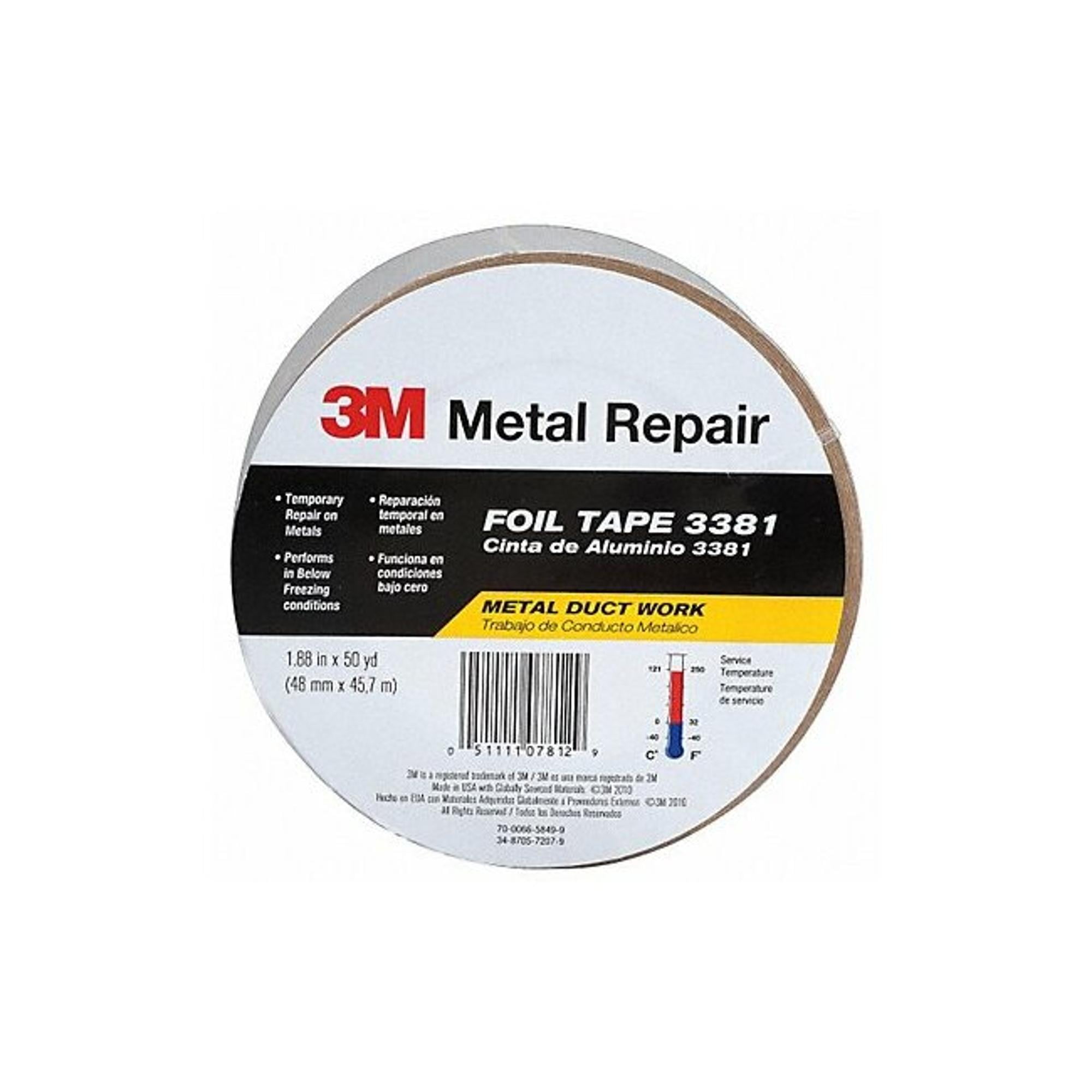 3m Foil Tape,2 13/16 in x 50 yd,Aluminum 3381