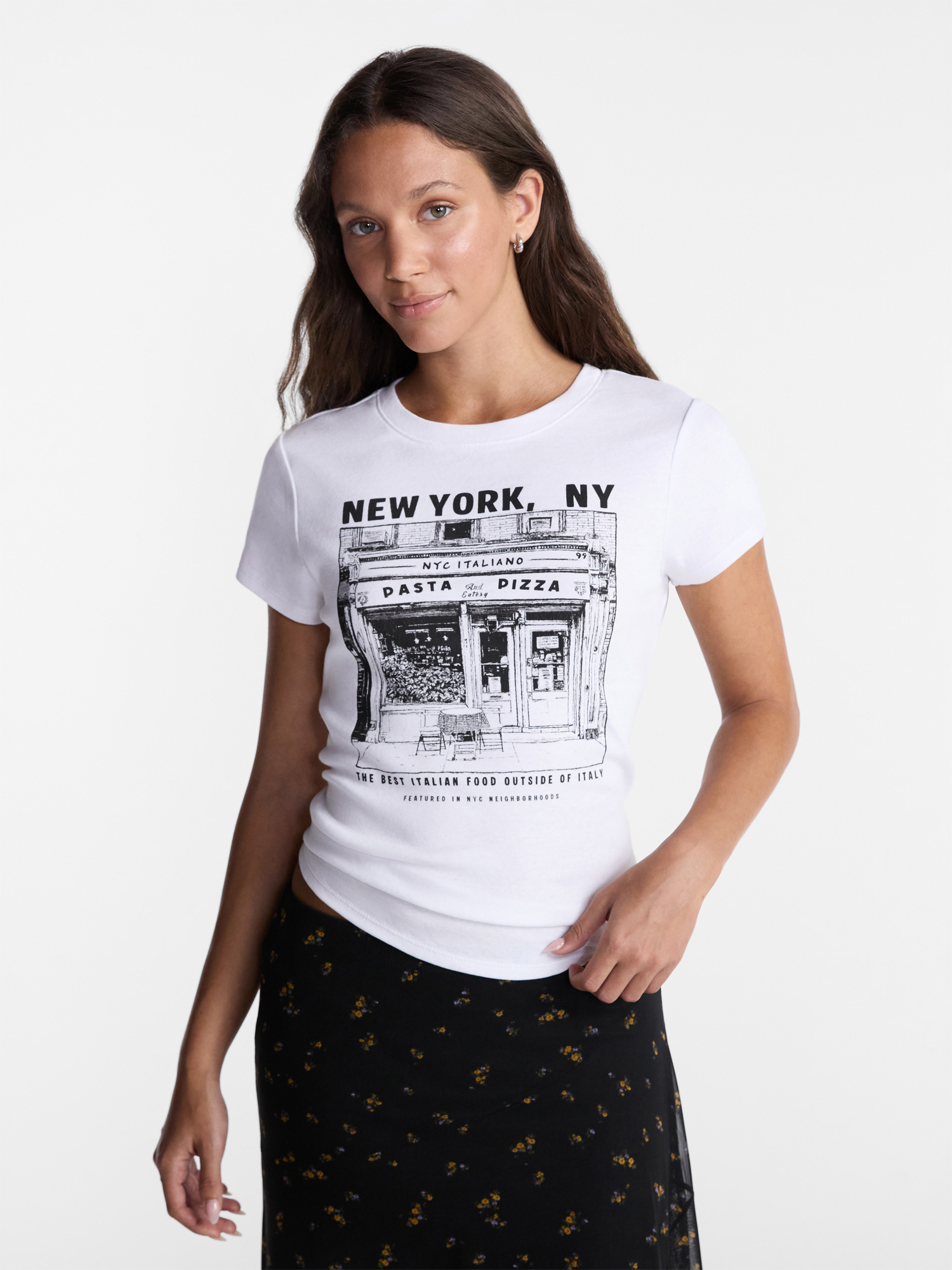 No Boundaries Longline Graphic Cotton Baby Tee, Women's XXS-XXL