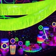 thumbnail image 3 of Glow in The Dark Party Supplies, 4 Pack Foil Fringe Garland Birthday Party Decorations 9.8 ft Fluorescent Macaron Yellow Metallic Tinsel Streamers Banner, Glitter Photo Booth Prop Table Skir, 3 of 5