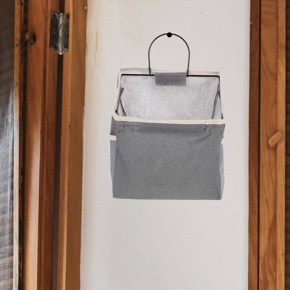 OUNONA Household Grey Wall-Mount Organizer Bag for Tidy Magazine Storage