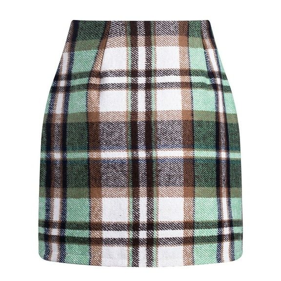 Bovxnpu Women Skirt Womens High Waist Plaid Skirt Bodycon Pencil Wools Mini Skirts Beach Vacation Summer Outfits