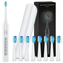 Electric Toothbrush, 40,000 VPM Rechargable Travel Sonic Toothbrush for Adults and Kids, IPX7 Waterproof Whitening Tooth Brush with 8 Dupont Brush Heads, 5 Modes, 2 Min Smart Timer & Travel Cases