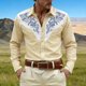 thumbnail image 3 of Camisetas de Navidad de Manga Larga de los Hombres Imprimir de Moda Casual Manga Larga Turndown Collar Blusa para Primavera Invierno Al Aire Libre Diario, 3 of 4