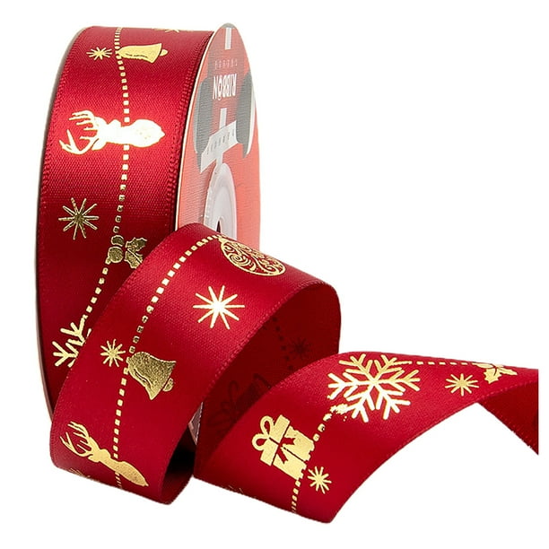 BRIGHTFUFU 1 rollo de cinta de estampado en caliente de poliéster cuerda de embalaje de regalo de decoración navideña