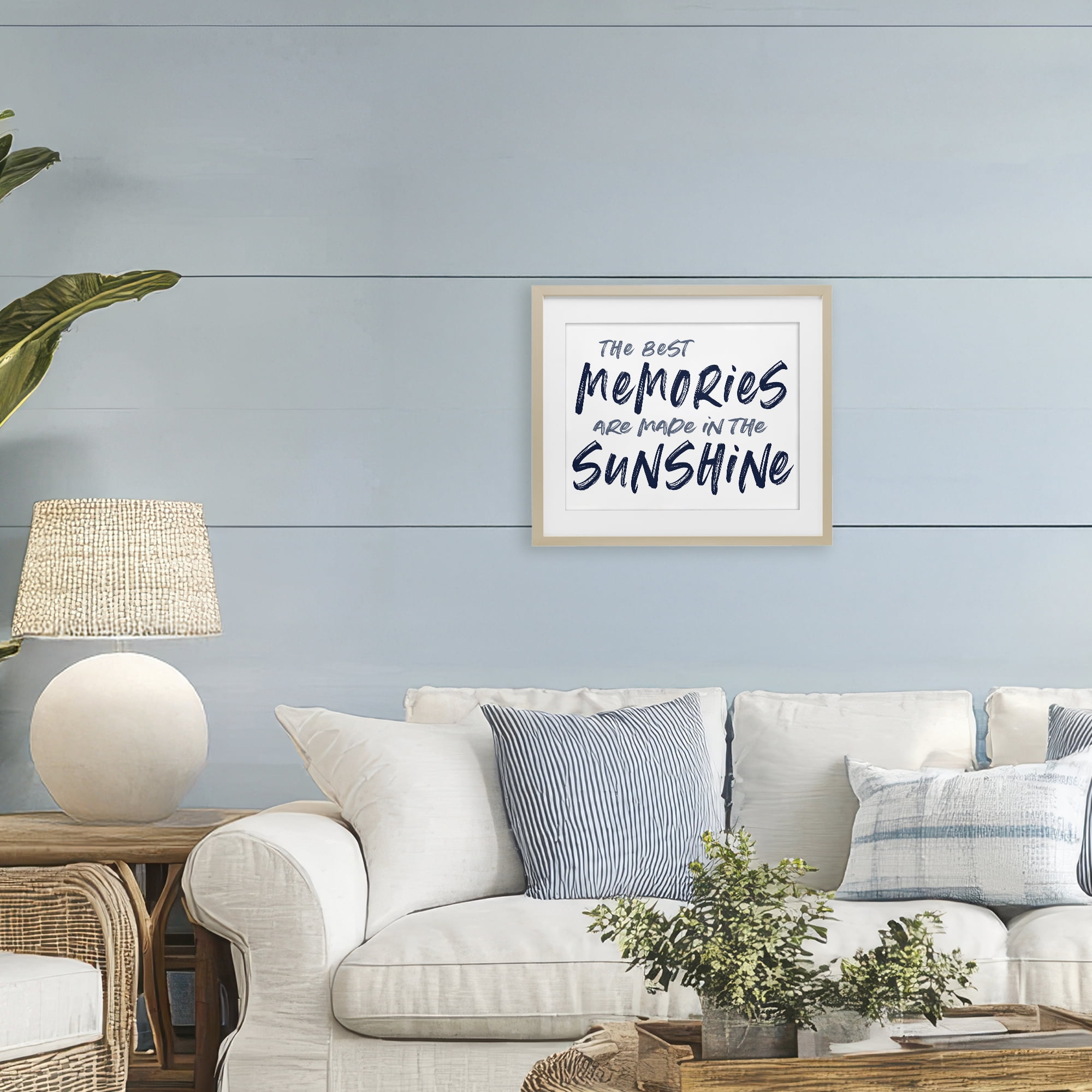 Memories Made In Sunshine Birch Framed Print Under Glass, design by Lettered and Lined