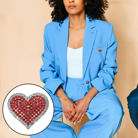 GAXIRE 3Pcs Birthday Buttons for Women Heart Brooch Pin Zinc Alloy Rhinestone for Wedding Valentine's Day Casual Wear