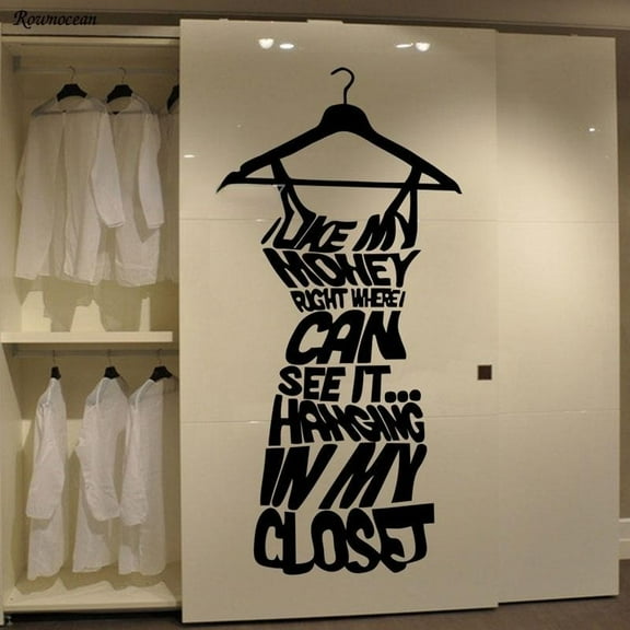 Fashion Clothing Store Window Vinyl Wall Sticker Love My Money Quote Girls Bedroom Wardrobe Art Home Decor Glass Wallpaper 26x57cm