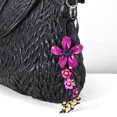 thumbnail image 5 of Hanging Purple Bouquet of Leather Flowers & Wood Accented Keychain, 5 of 6