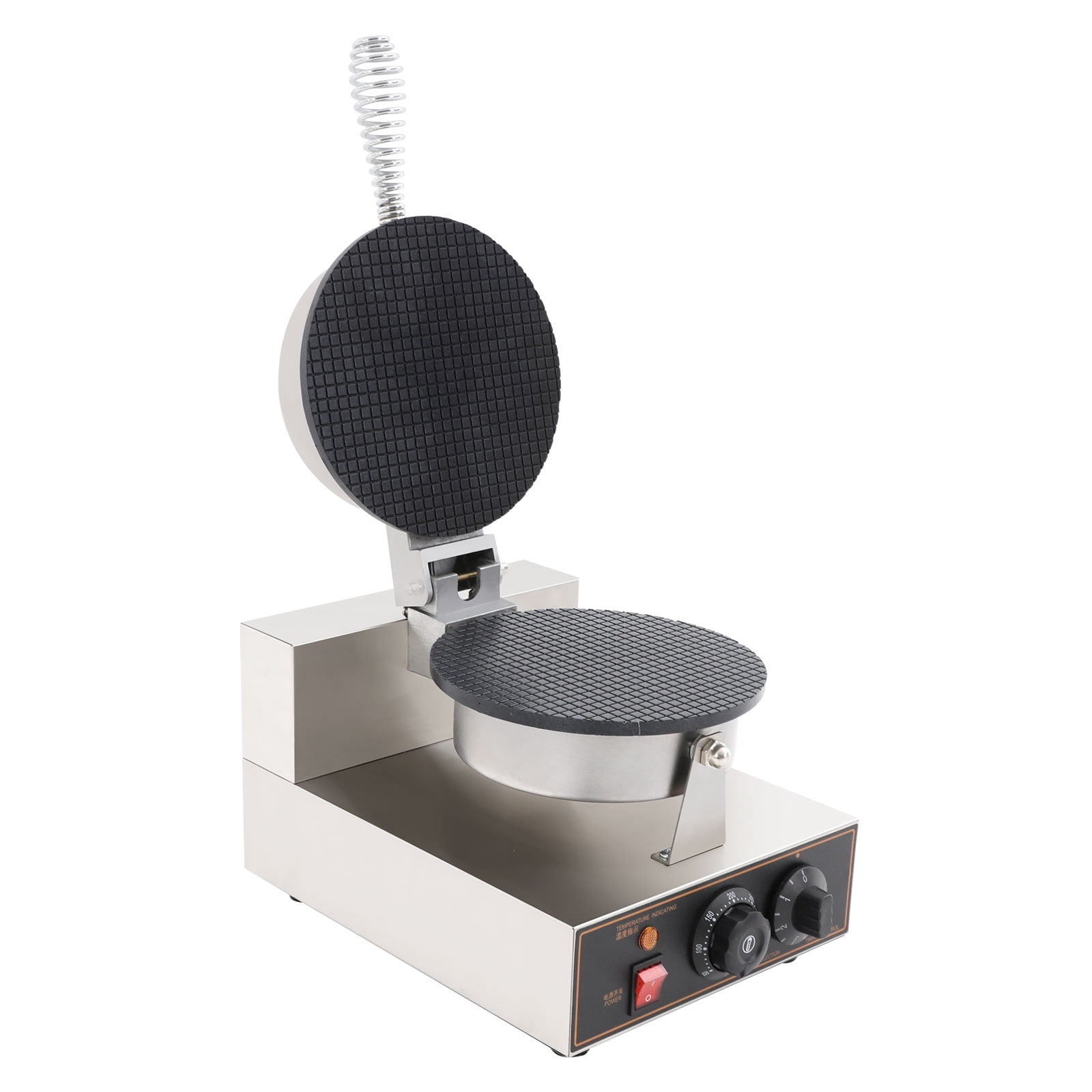 1200W Commercial Ice Cream Cone Machine, Stainless Steel Waffle Cone Maker, Temperature and Time Control