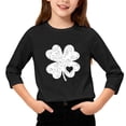 thumbnail image 1 of T-Shirt de la Saint-Patrick pour Filles, Mignon T-Shirt Graphique à Manches 3/4 Col Rond avec Imprimé Irlandais, Hauts Décontractés Printemps Été pour Vacances, Fête d'Anniversaire et Usage Quotidien Noir 140, 1 of 5