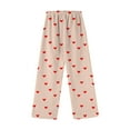 thumbnail image 3 of Womens Flannel Pajama Pants Fluffy Fuzzy Heart Print Winter Valentine's Day Plush Lounge Pj Pants Comfy Loose Soft Sleepwear, 3 of 3