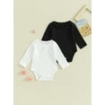 thumbnail image 2 of Bagilaanoe 2 Packs Newborn Baby Girl Rompers Long Sleeve Bodysuit 3M 6M 9M 12M 18M Infant Ribbed One Piece Jumpsuit, 2 of 9