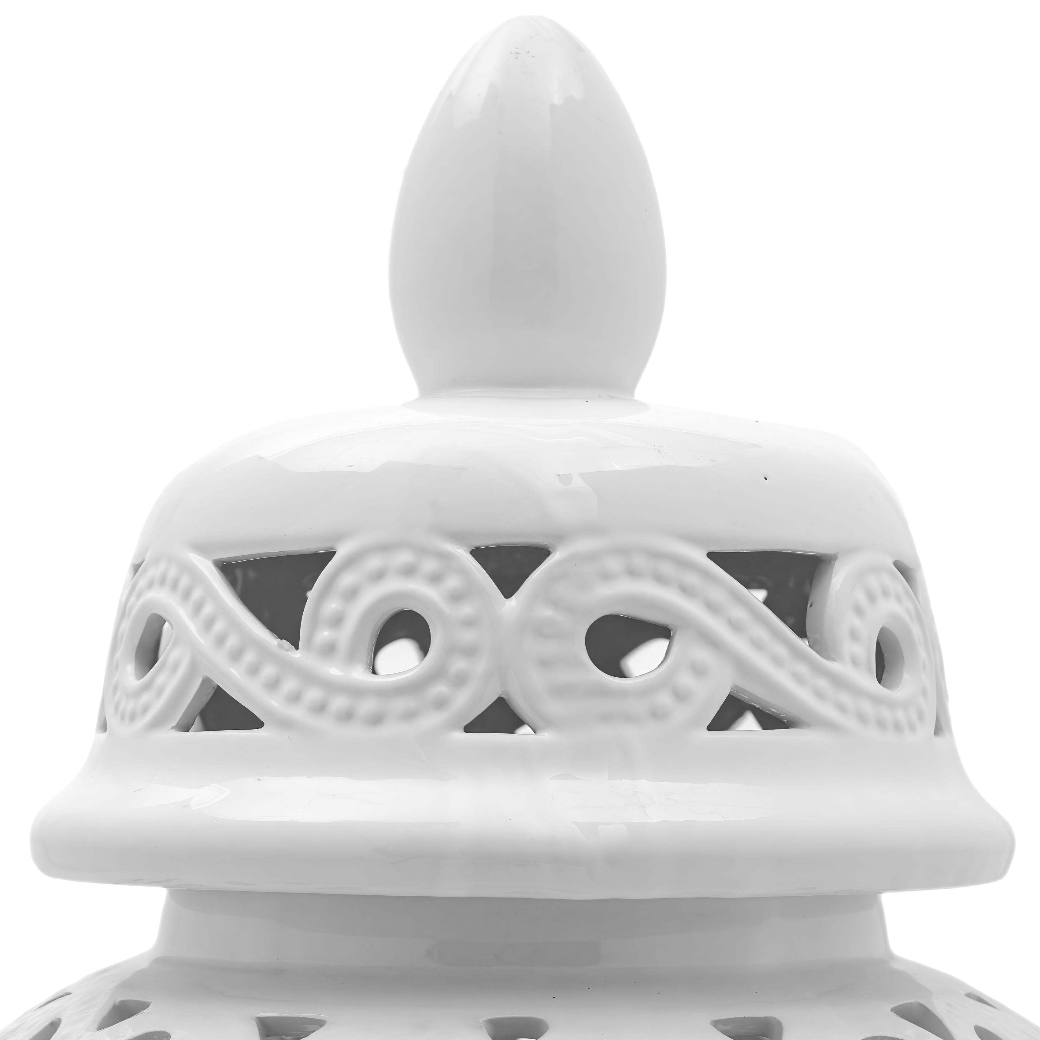 Red Lantern 24" Spiral Lattice Temple Jar - White