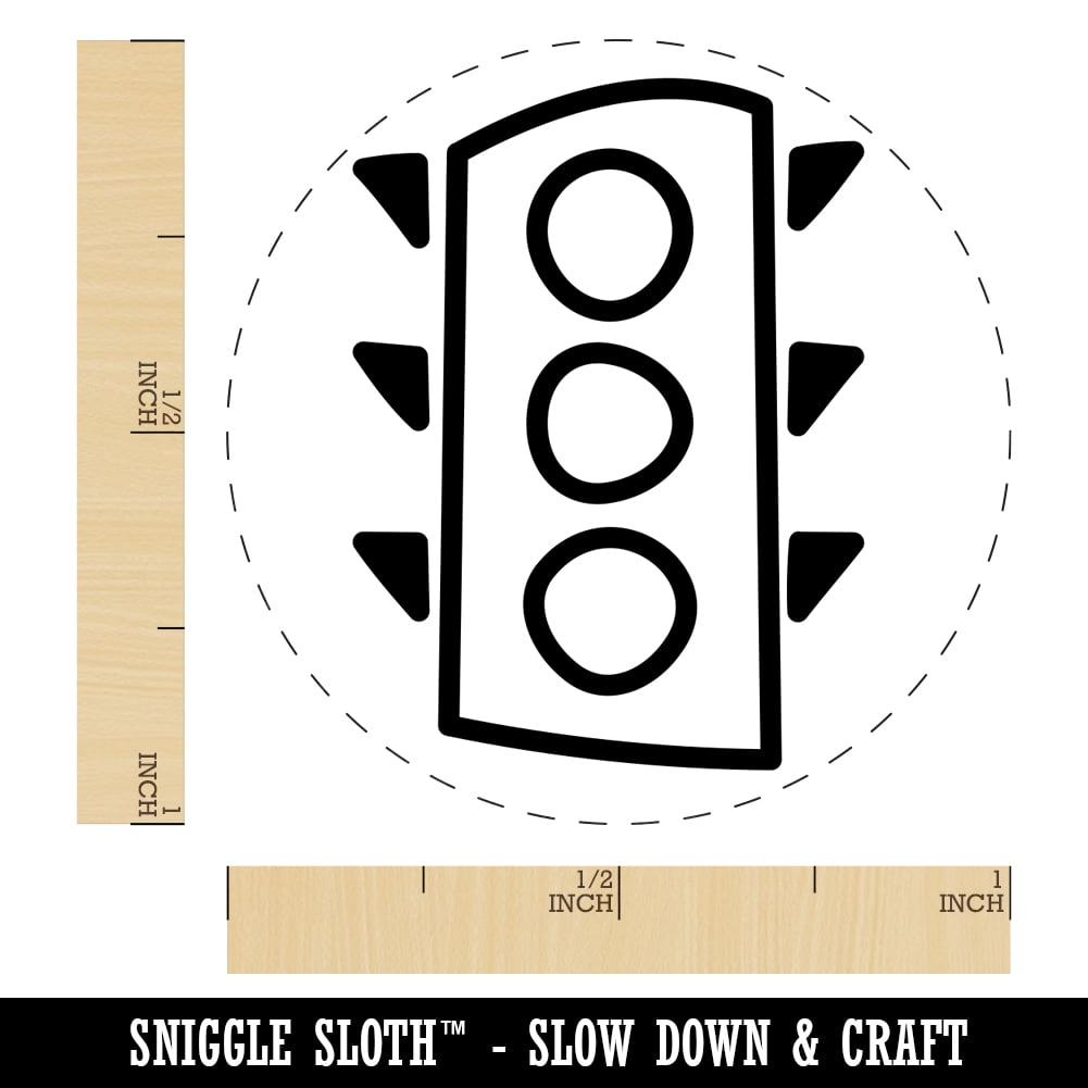 Traffic Light Doodle Self-Inking Rubber Stamp Ink Stamper - Blue Ink - Medium 1 Inch