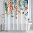 thumbnail image 2 of Summer Coastal Bathroom Shower Curtain, Coral Seaweed Shell Starfish Fish Rustic Waterproof Washable Soft Bath Curtain for Bathtub Decor with 12 Hooks&Grommet, 72x72 Inch, 2 of 9