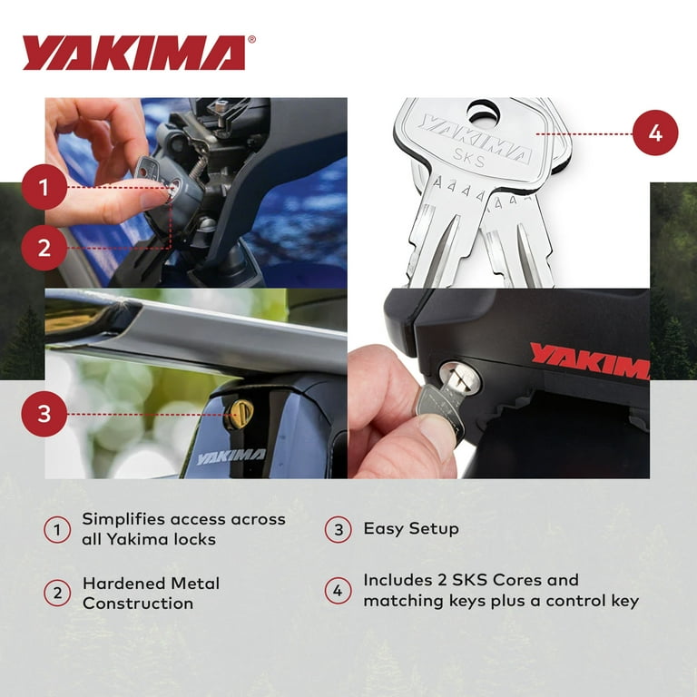 Yakima Car Rack System Component SKS Lock Core Kit with Key (2
