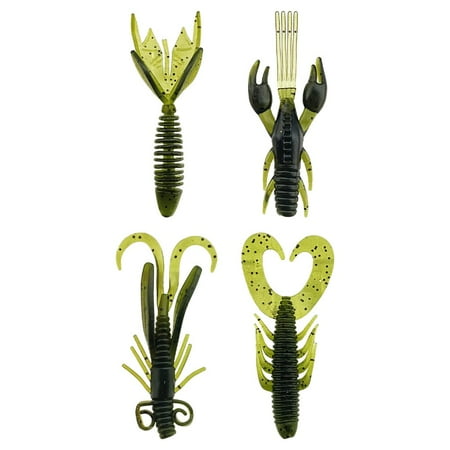 40Pcs Worm Lobster Fishing Lure Wobbler Bait Shrimp Lizards Float Jig Swivel Dark Green