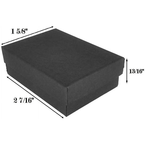 20 Boxes of 2 7/16" x 1 5/8" x 13/16" Black Matte Cotton Filled Jewelry Boxes