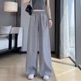 thumbnail image 4 of RWJDXD Pantalon Décontracté à Rayures Verticales Bleu Réel pour Femmes, Pantalon d'Été à Jambes Larges et Droites, 4 of 7