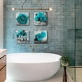 thumbnail image 6 of Teal Canvas Wall Art Bedroom Decor - Turquoise Rose Prints Picture for Living Room Home Decoration Sets 4 Pcs Gray Floral Love Poster Painting Modern Flower Bathroom Artwork 14 x 14" Valentines Gift, 6 of 6