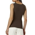 thumbnail image 1 of GPOECD Women's Asymmetric Button Side Slit Sleeveless Boat Neck Knit Sweater Vest Ribbed Design for Stylish Layering Coffee,L, 1 of 7