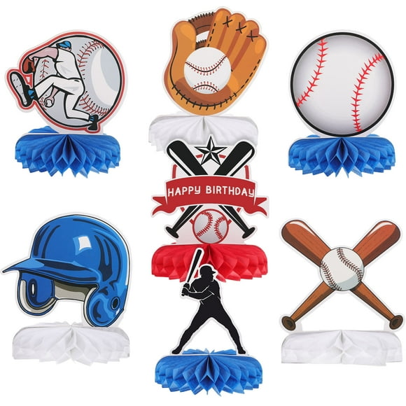 SWETRACE 2 Ensembles de Fournitures de Fête en Nid d'Abeille de Baseball de Couleurs Assorties pour Décoration de Festival et de Bureau