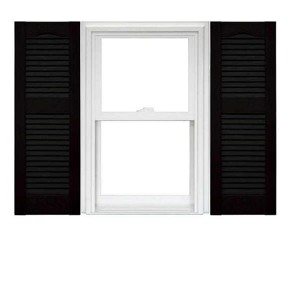 Mid America Open Louver Vinyl Shutters (1 Pair) - 14.5 x 48 002 Black