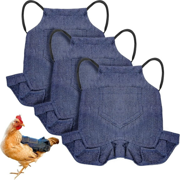 UOSIA 3PCS Chicken Overalls Saddles Hen Jacket Apron with Elastic Strap Poultry,one size,Blue